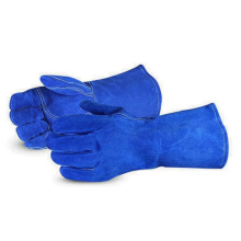 Welding Glove Royal Blue Cow Split Guantes de trabajo largos de cuero